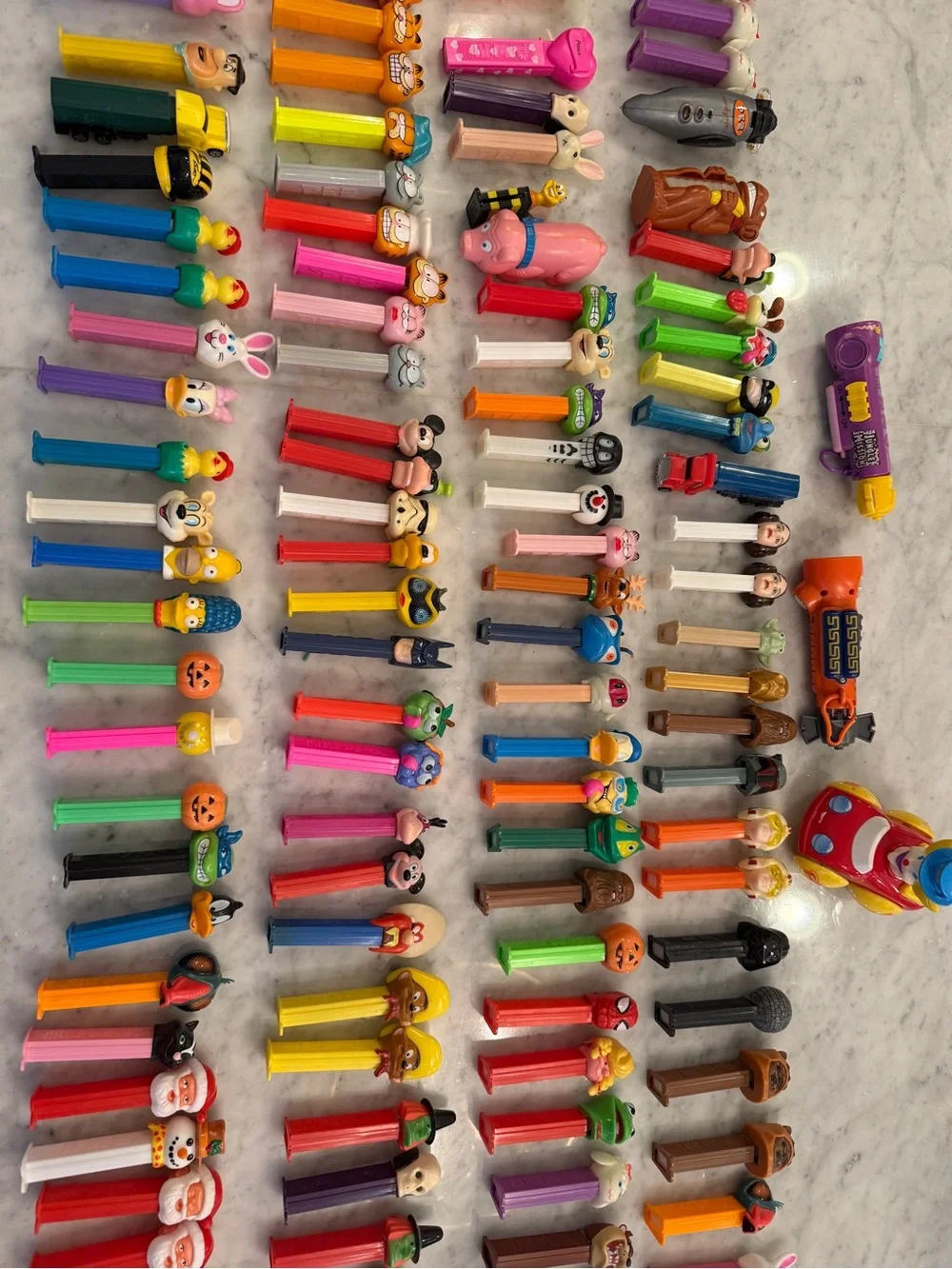 Huge Lot of 126 PEZ Dispensers 1990s-2010s Disney Star Wars Garfield Holiday